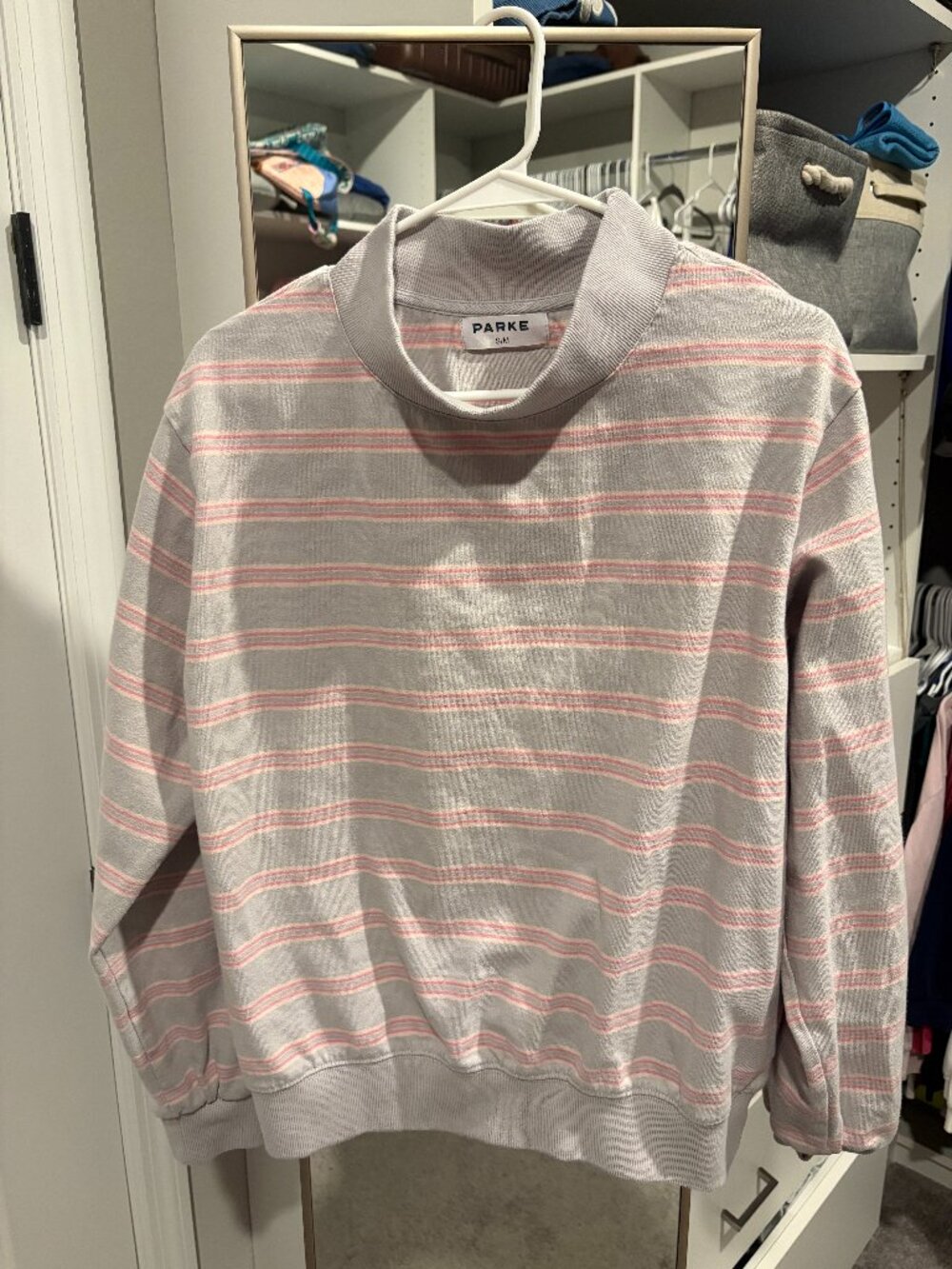 Parke Valentine's Day Darling Stripe Mockneck Sweater S/M